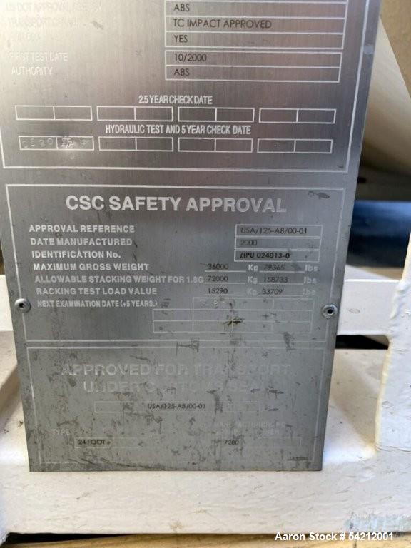 Unused Industrial 8,058-Gallon 316L Stainless Steel WEW ISO Tank Container | Horizontal 24’ Frame-Mounted Vessel | 25.2 PSI @ 149°F