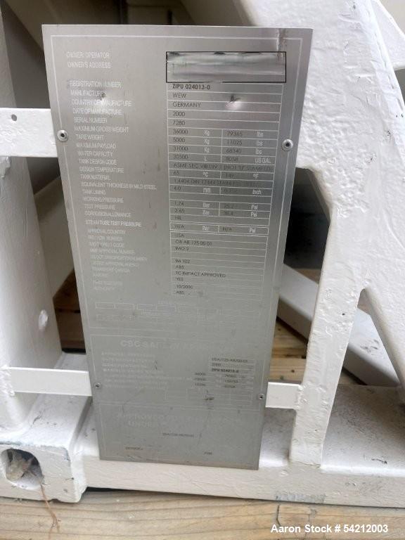 Unused 8,058-Gallon 316L Stainless Steel WEW ISO Tank Container | Horizontal Frame-Mounted Transport Vessel | Built 2000