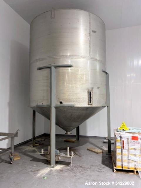 Unused 6,500-Gallon Stainless Steel Storage Tank | 10’ Straight Side x 9’11” Dia | Dual Manways | 16’9” Overall Height | Built 2022 | Mounted on 4 Legs