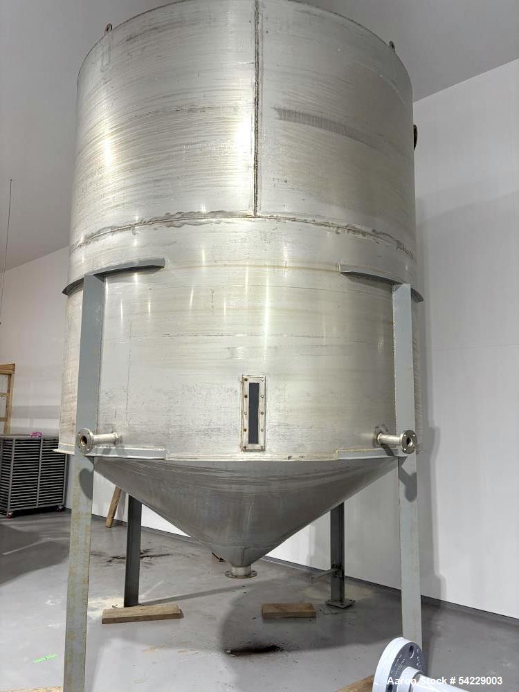 Unused 6,500-Gallon Stainless Steel Vertical Tank | Built 2022 | Dual Manways | 10’ Straight Side | Industrial & Food-Grade Storage Vessel