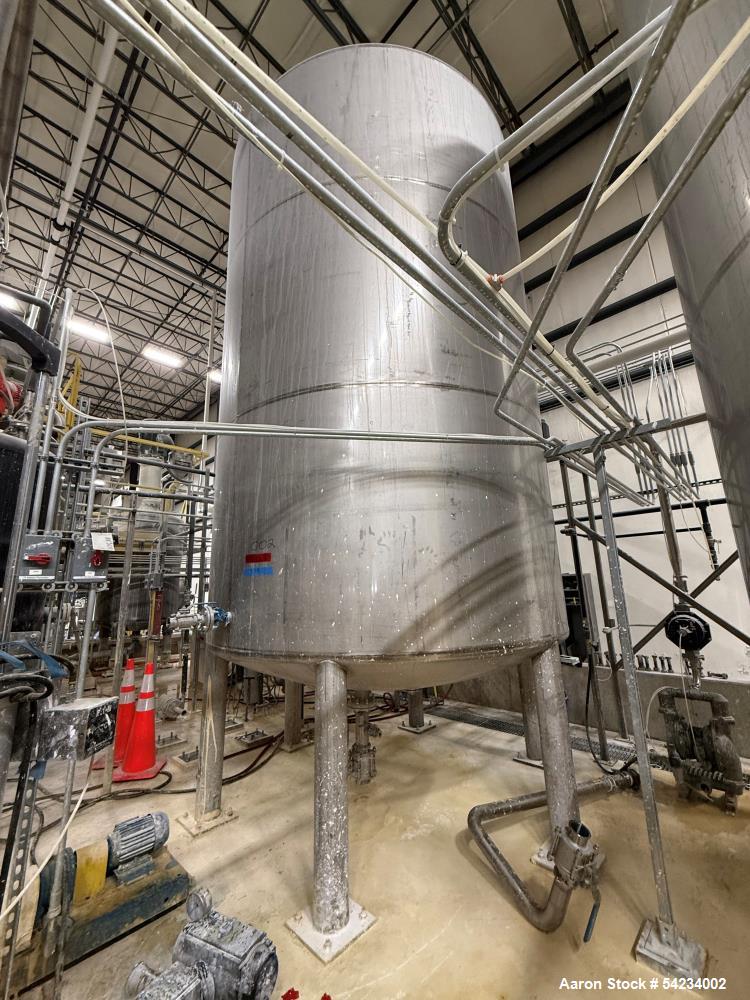 Industrial 304 Stainless Steel Tank – 7,500 Gallon, Vertical, Leg Mounted
