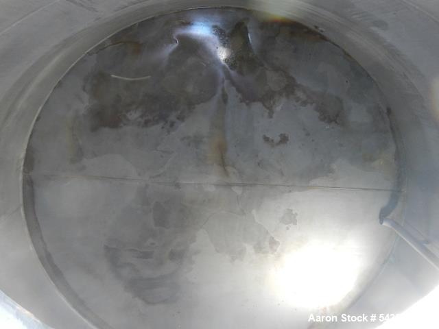 Used 11,000 gallon stainless steel storage tank, approximately 12'6" diameter X 11' straight side, dome top, flat bottom, approximately 24" top manway, 1.5" side nozzle, (2) 3" side bottom outlets.