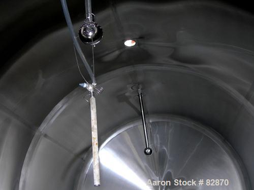 USED: Tank, 5,000 gallon, 304 stainless steel, horizontal. 96" diameter x 150" straight side, dished heads. Bottom of tank dimple jacketed, approx 6' wide x 7' long area. Insulated and carbon steel s...