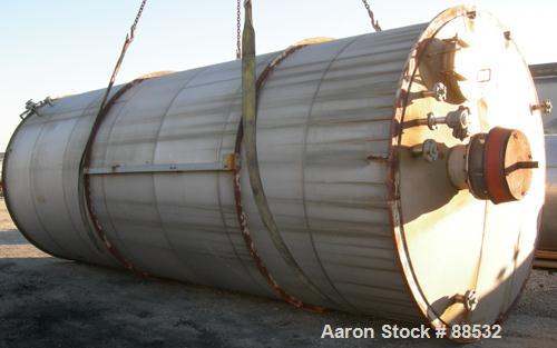 USED: Tank, 17,800 gallon, 316 stainless steel. Approximate 10'6" diameter x 27'6" straight side. Slight cone top and flat bottom. 24" side bottom manway. Top openings: (3) 2" flange, (2) 3" flange, ...