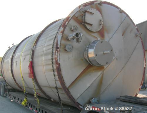 USED: Tank, 17,800 gallon, 316 stainless steel. Approximate 10'6" diameter x 27'6" straight side. Slight cone top and flat bottom. Top openings: (3) 2", (2) 3", (1) 15", (1) 20" manway with cover. Si...
