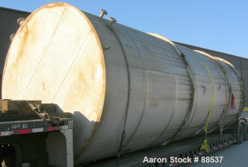 USED: Tank, 17,800 gallon, 316 stainless steel. Approximate 10'6" diameter x 27'6" straight side. Slight cone top and flat bottom. Top openings: (3) 2", (2) 3", (1) 15", (1) 20" manway with cover. Si...