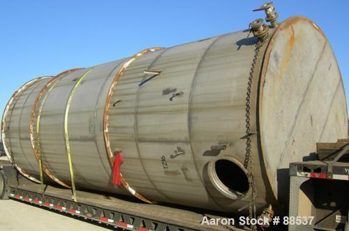 USED: Tank, 17,800 gallon, 316 stainless steel. Approximate 10'6" diameter x 27'6" straight side. Slight cone top and flat bottom. Top openings: (3) 2", (2) 3", (1) 15", (1) 20" manway with cover. Si...