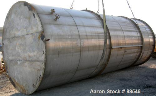 USED: Tank, 17,800 gallon, 316 stainless steel. Approximate 10'6" diameter x 27'6" straight side. Slight cone top and flat bottom. Top openings: (3) 2", (2) 3", (1) 15", (1) 20" manway with cover. Si...