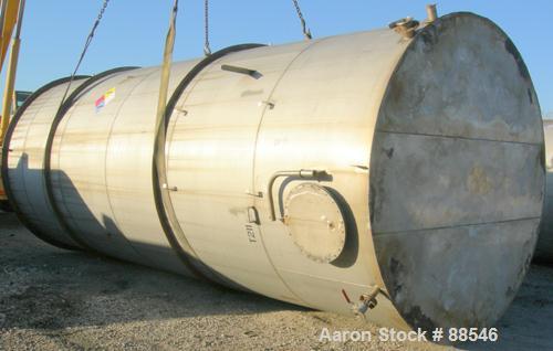 USED: Tank, 17,800 gallon, 316 stainless steel. Approximate 10'6" diameter x 27'6" straight side. Slight cone top and flat b...