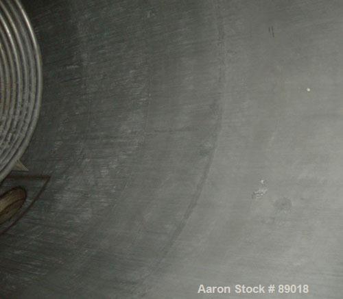 USED: Tank, 11,700 gallon, 304 stainless steel, vertical. Approximately 132" diameter x 198" straight side. Dished top, flat bottom. 10 turns of approximate 3" pipe coil. Openings: top 1-1/2", 4", 6"...