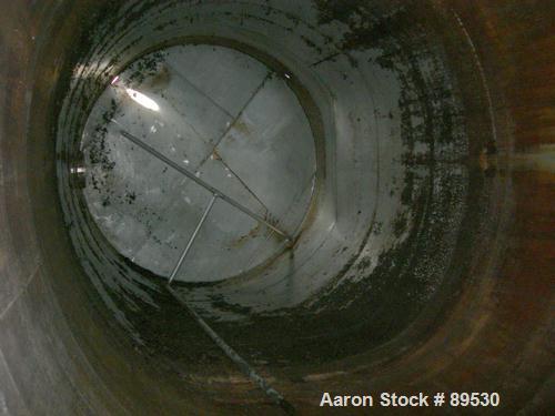 USED: Tank, 25,000 gallon, 316 stainless steel, vertical. 144" diameter x 360" straight side. Conical top, flat bottom. Openings: (1) 18" top, (1) 18" side manway, (1) 6" side bottom outlet.