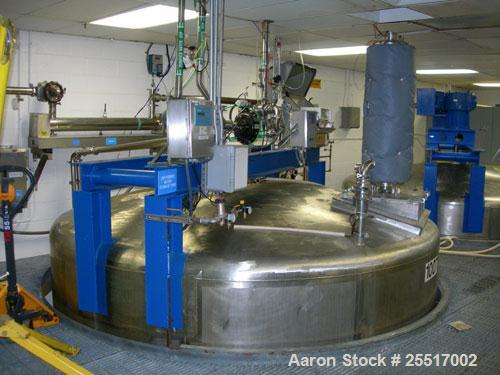 Used Used- Walker Tank, 10,000 Gallon 316 Stainless Steel Tank, Approx. 12' diameter x 11' 6" straight side. Dished top & Bottom, Mounted on Legs.