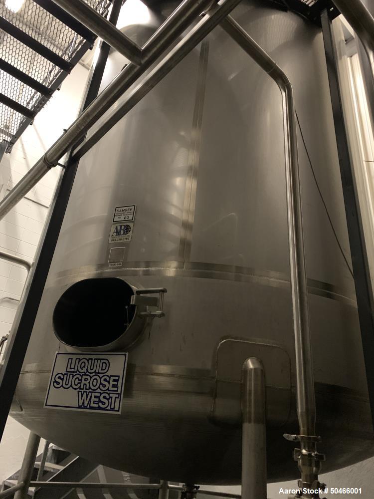 Used A&B Process Systems 10,000 Gallon Stainless Steel Food Grade Storage Tank.