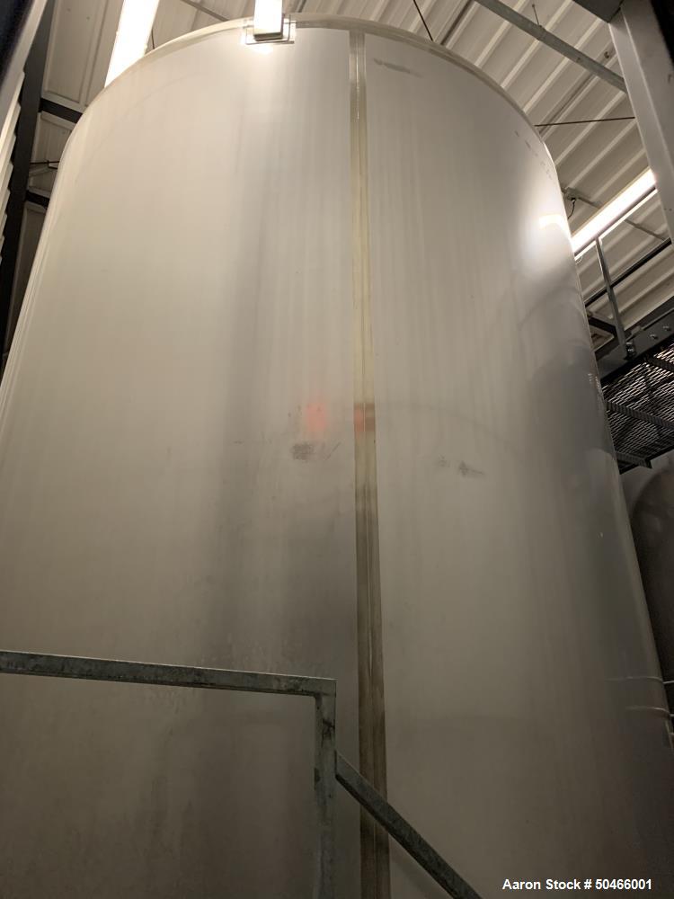 Used A&B Process Systems 10,000 Gallon Stainless Steel Food Grade Storage Tank.