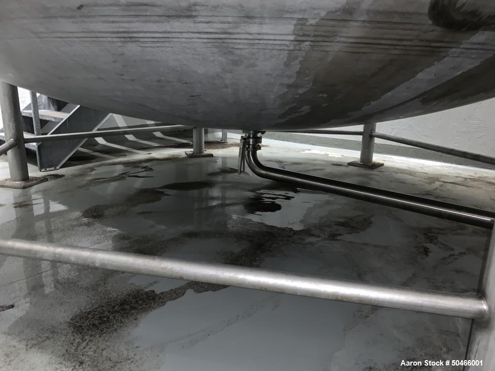 Used A&B Process Systems 10,000 Gallon Stainless Steel Food Grade Storage Tank.