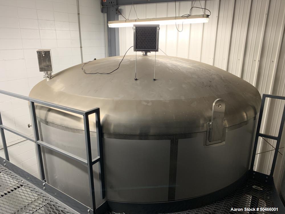 Used A&B Process Systems 10,000 Gallon Stainless Steel Food Grade Storage Tank.