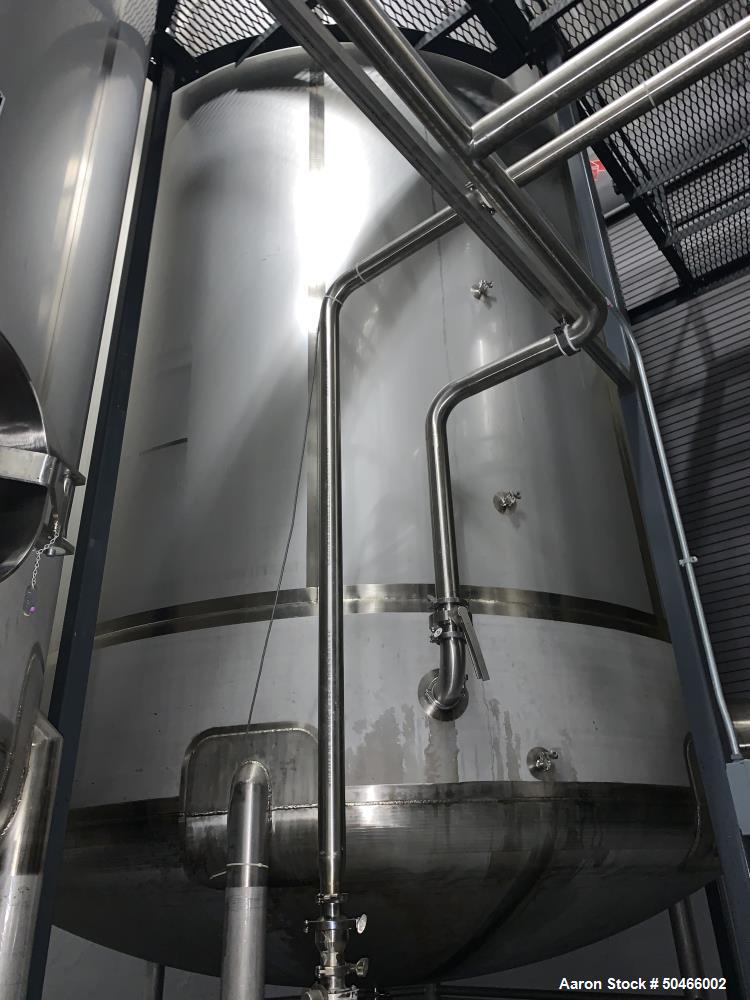 Used A&B Process Systems 10,000 Gallon Stainless Steel Food Grade Storage Tank.