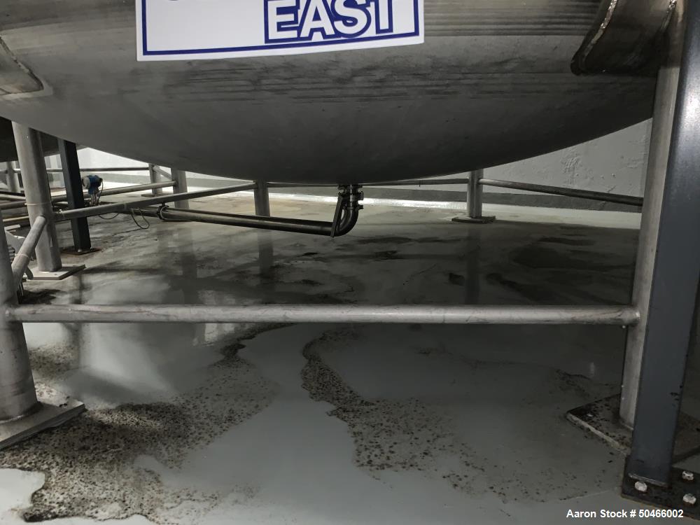 Used A&B Process Systems 10,000 Gallon Stainless Steel Food Grade Storage Tank.