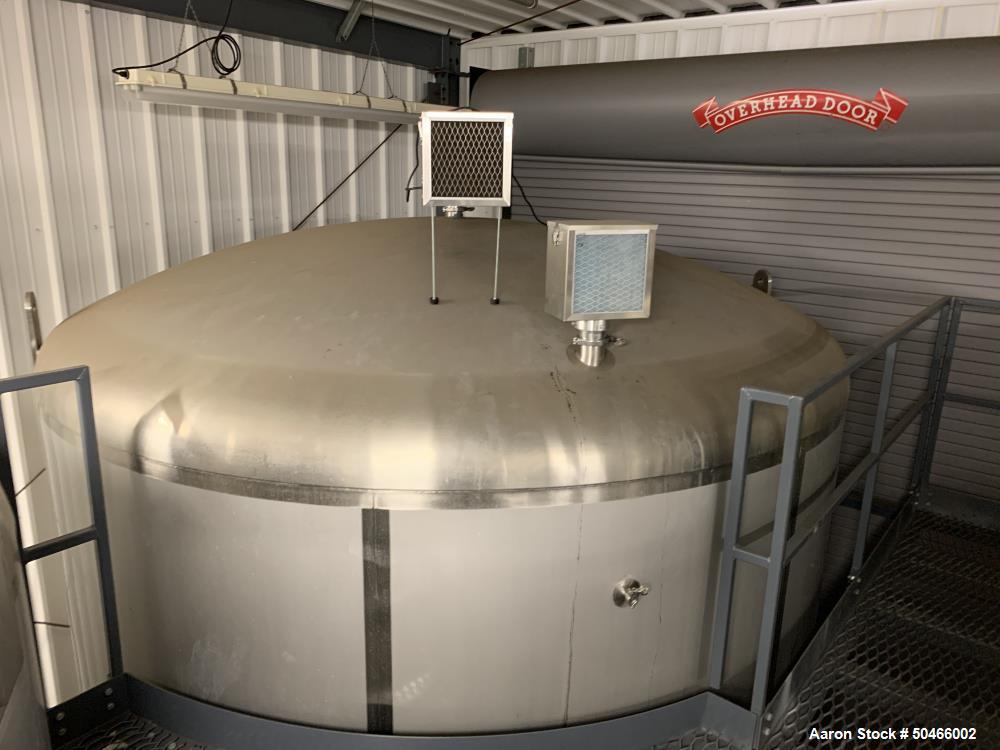 Used A&B Process Systems 10,000 Gallon Stainless Steel Food Grade Storage Tank.