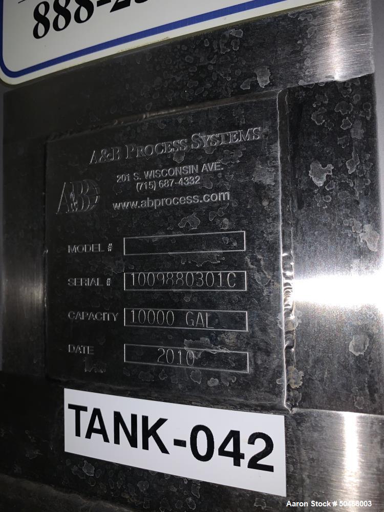 Used A&B Process Systems 10,000 Gallon Stainless Steel Food Grade Storage Tank.