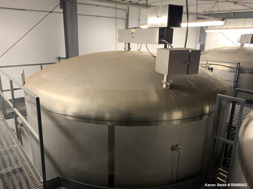 Used A&B Process Systems 10,000 Gallon Stainless Steel Food Grade Storage Tank.