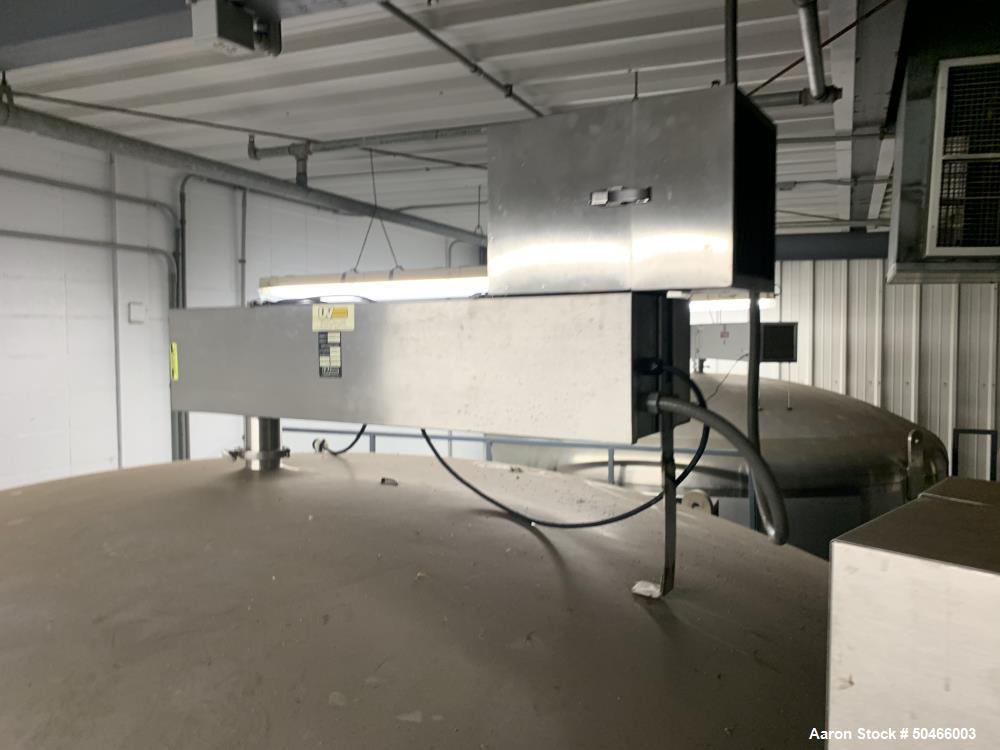 Used A&B Process Systems 10,000 Gallon Stainless Steel Food Grade Storage Tank.