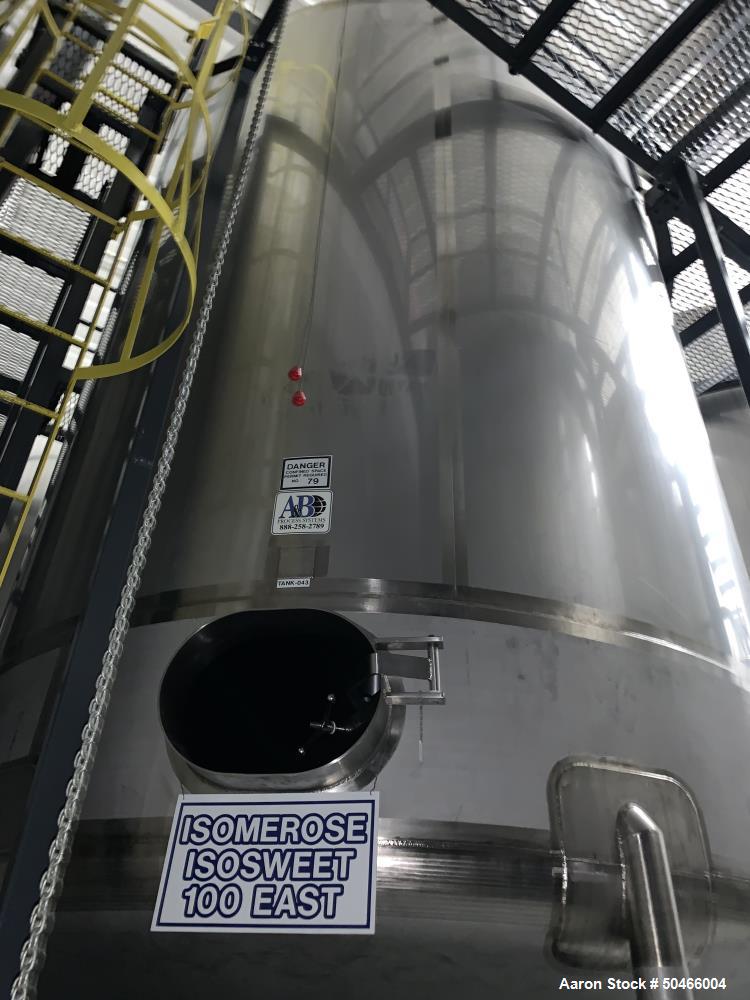 Used A&B Process Systems 10,000 Gallon Stainless Steel Food Grade Storage Tank.