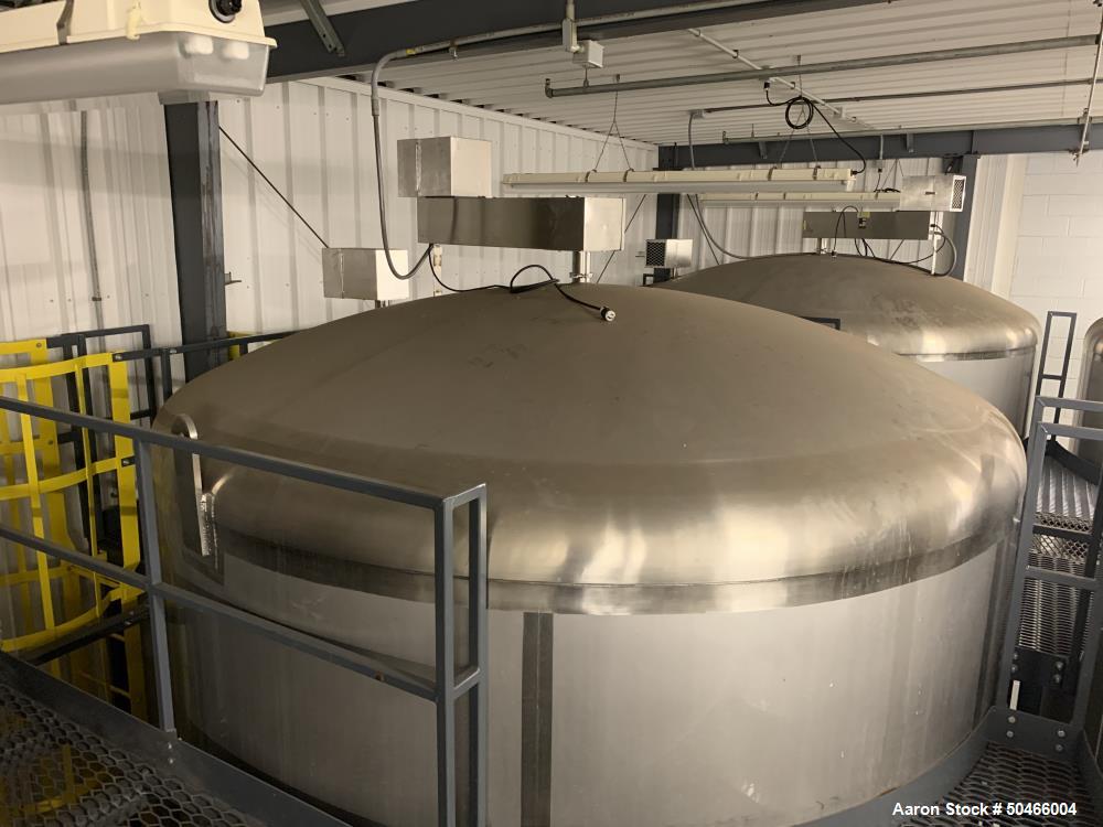 Used A&B Process Systems 10,000 Gallon Stainless Steel Food Grade Storage Tank.