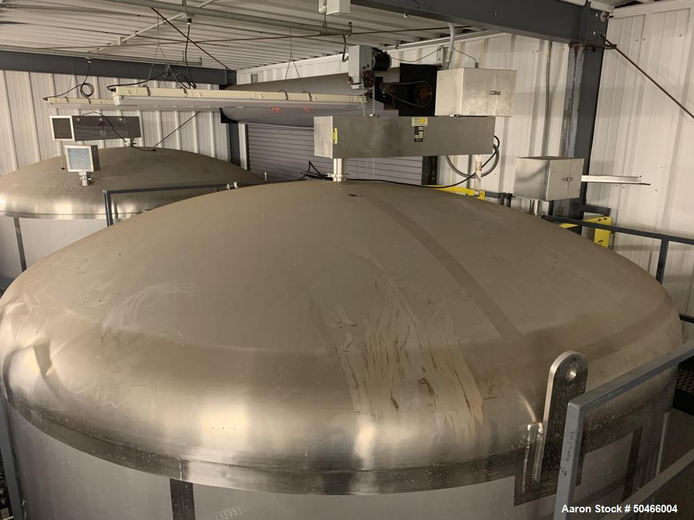 Used A&B Process Systems 10,000 Gallon Stainless Steel Food Grade Storage Tank.