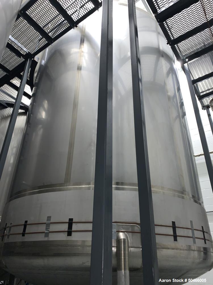 Used A&B Process Systems 10,000 Gallon Stainless Steel Food Grade Storage Tank.