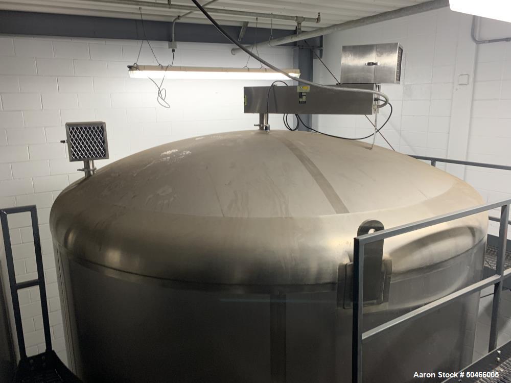 Used A&B Process Systems 10,000 Gallon Stainless Steel Food Grade Storage Tank.