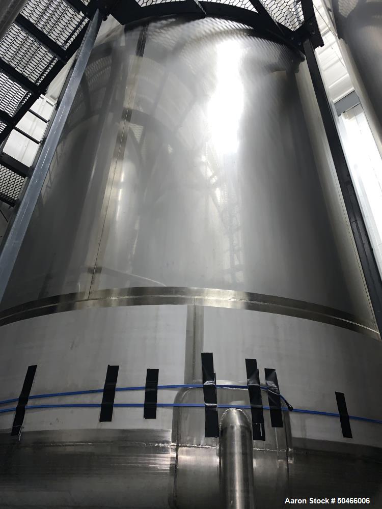 Used A&B Process Systems 10,000 Gallon Stainless Steel Food Grade Storage Tank.