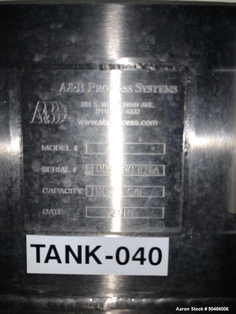Used A&B Process Systems 10,000 Gallon Stainless Steel Food Grade Storage Tank.