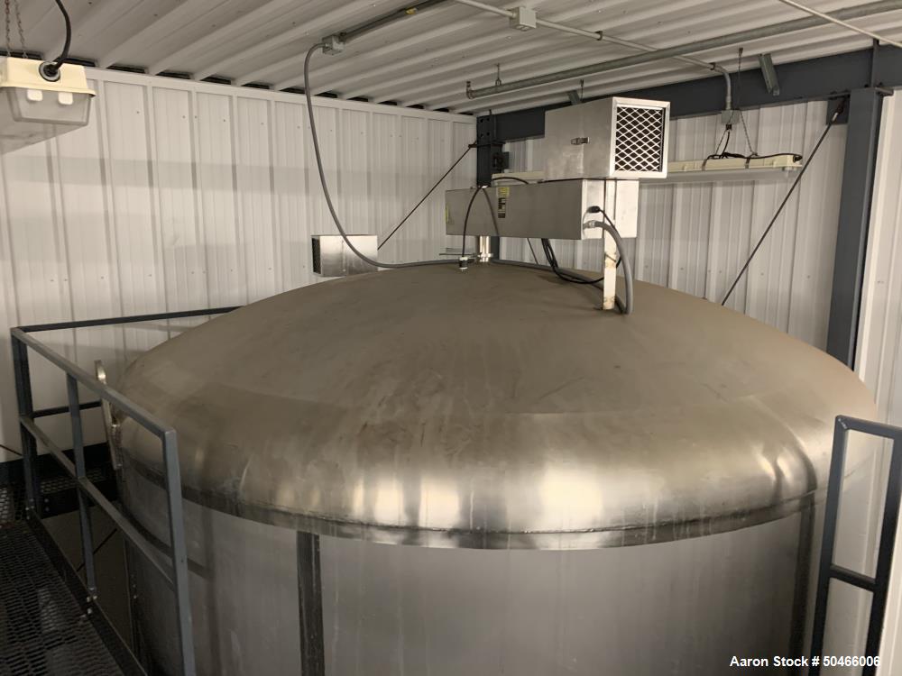 Used A&B Process Systems 10,000 Gallon Stainless Steel Food Grade Storage Tank.