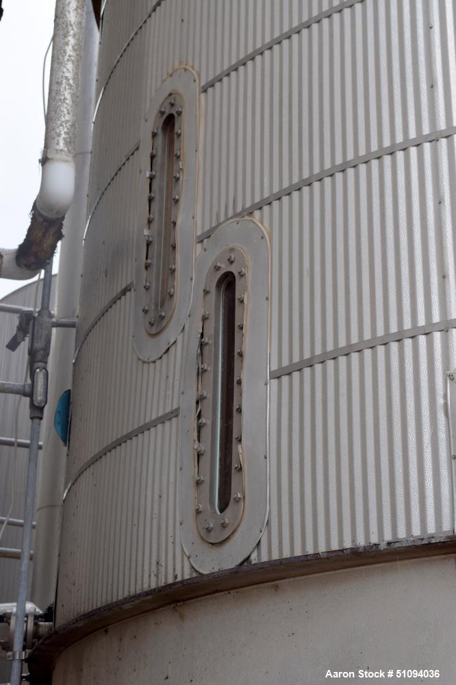 Used A&B Process Tank, Approximate 20,000 Gallon, 316L Stainless Steel, Vertical. Approximate 156" diameter x 240" straight side, dished top, coned bottom. Internal rated 14.9 psi at -20 to 200 degre...