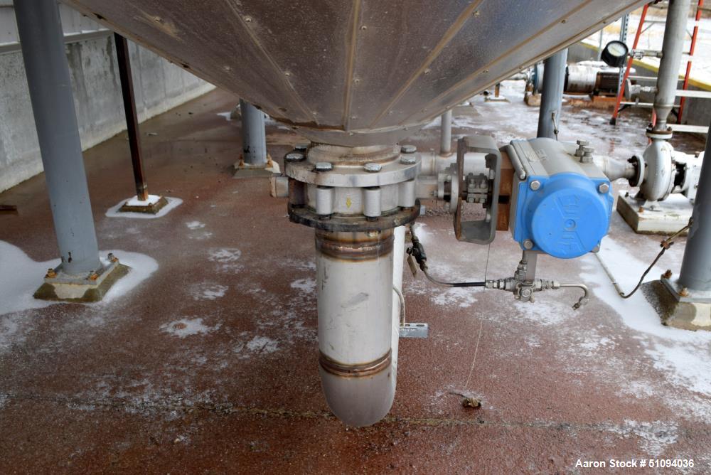 Used A&B Process Tank, Approximate 20,000 Gallon, 316L Stainless Steel, Vertical. Approximate 156" diameter x 240" straight side, dished top, coned bottom. Internal rated 14.9 psi at -20 to 200 degre...