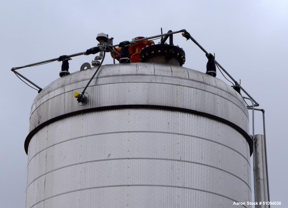 Used- A&B Process Tank, Approximate 20,000 Gallon, 316L Stainless Steel, Vertical. Approximate 156" diameter x 240" straight...