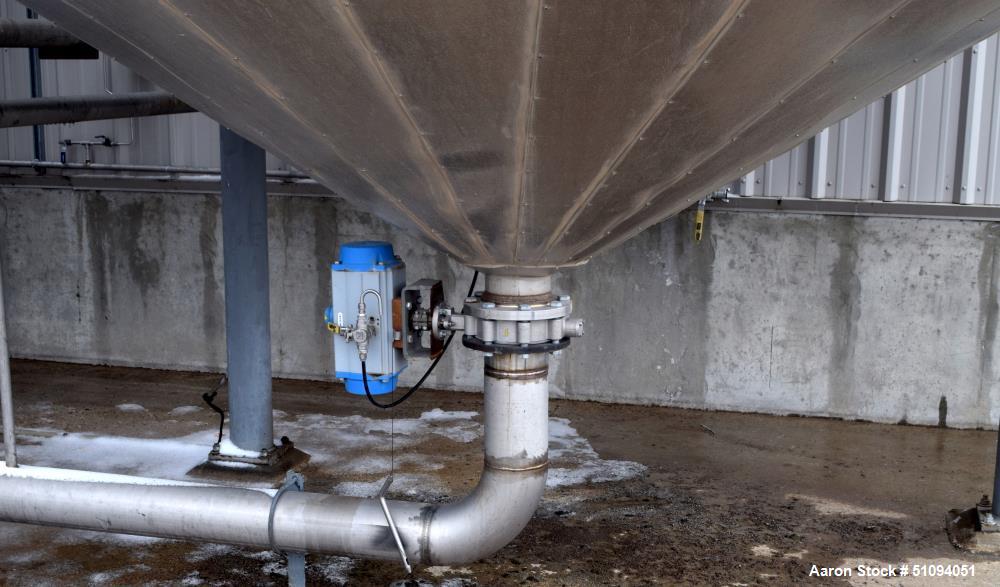Used A&B Process Tank, Approximate 20,000 Gallon, 316L Stainless Steel, Vertical. Approximate 156" diameter x 240" straight side, dished top, coned bottom. Internal rated 14.9 psi at -20 to 200 degre...