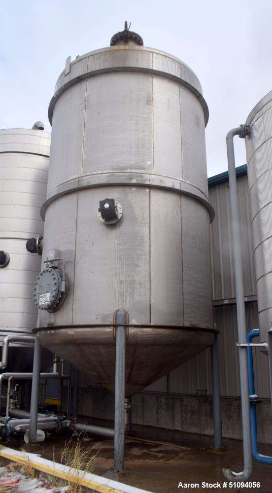 Used- A&B Process Tank, Approximate 20,000 Gallon, 316L Stainless Steel, Vertical. Approximate 156" diameter x 240" straight...