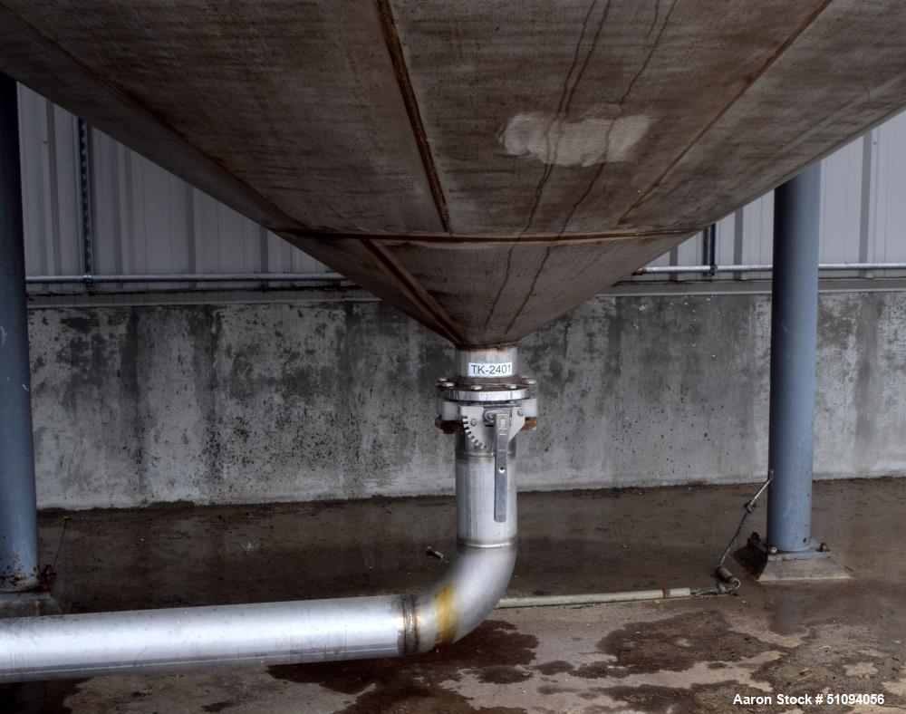 Used A&B Process Tank, Approximate 20,000 Gallon, 316L Stainless Steel, Vertical. Approximate 156" diameter x 240" straight side, dished top, coned bottom. Internal rated 14.9 psi at -20 to 200 degre...