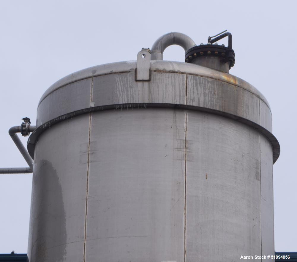 Used A&B Process Tank, Approximate 20,000 Gallon, 316L Stainless Steel, Vertical. Approximate 156" diameter x 240" straight side, dished top, coned bottom. Internal rated 14.9 psi at -20 to 200 degre...