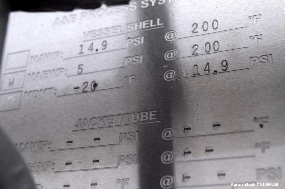 Used- A&B Process Tank, Approximate 20,000 Gallon, 316L Stainless Steel, Vertical. Approximate 156" diameter x 240" straight...