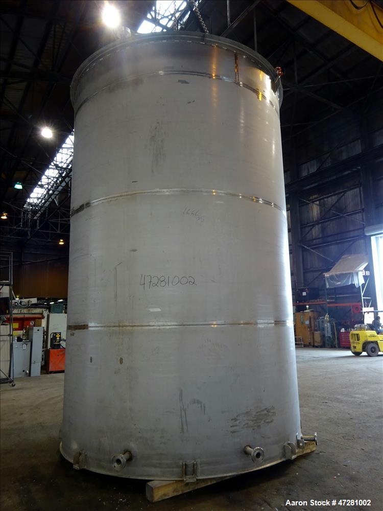 Used ALPS Welding Limited Tank, 43,000 Liters / 11,360 Gallons, 304L Stainless Steel, Vertical. Approximate 130" diameter x 197" straight side. Slight coned top, flat bottom.  Design specific gravity...