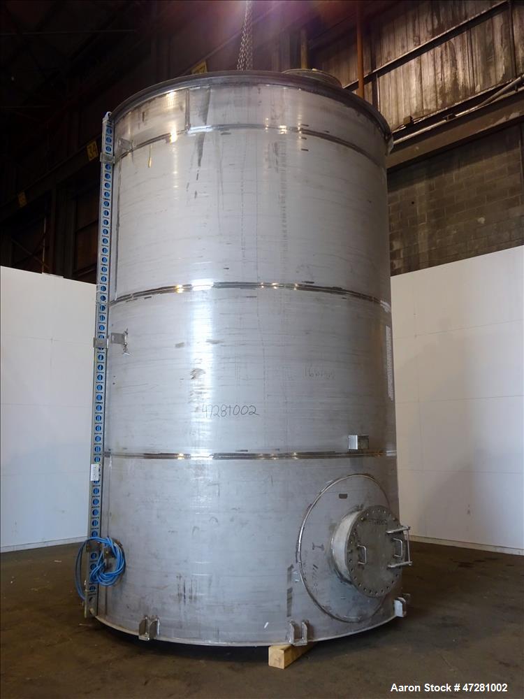 Used ALPS Welding Limited Tank, 43,000 Liters / 11,360 Gallons, 304L Stainless Steel, Vertical. Approximate 130" diameter x 197" straight side. Slight coned top, flat bottom.  Design specific gravity...
