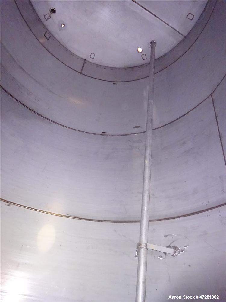 Used ALPS Welding Limited Tank, 43,000 Liters / 11,360 Gallons, 304L Stainless Steel, Vertical. Approximate 130" diameter x 197" straight side. Slight coned top, flat bottom.  Design specific gravity...
