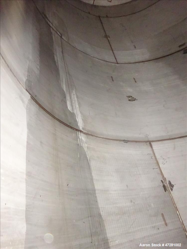 Used ALPS Welding Limited Tank, 43,000 Liters / 11,360 Gallons, 304L Stainless Steel, Vertical. Approximate 130" diameter x 197" straight side. Slight coned top, flat bottom.  Design specific gravity...