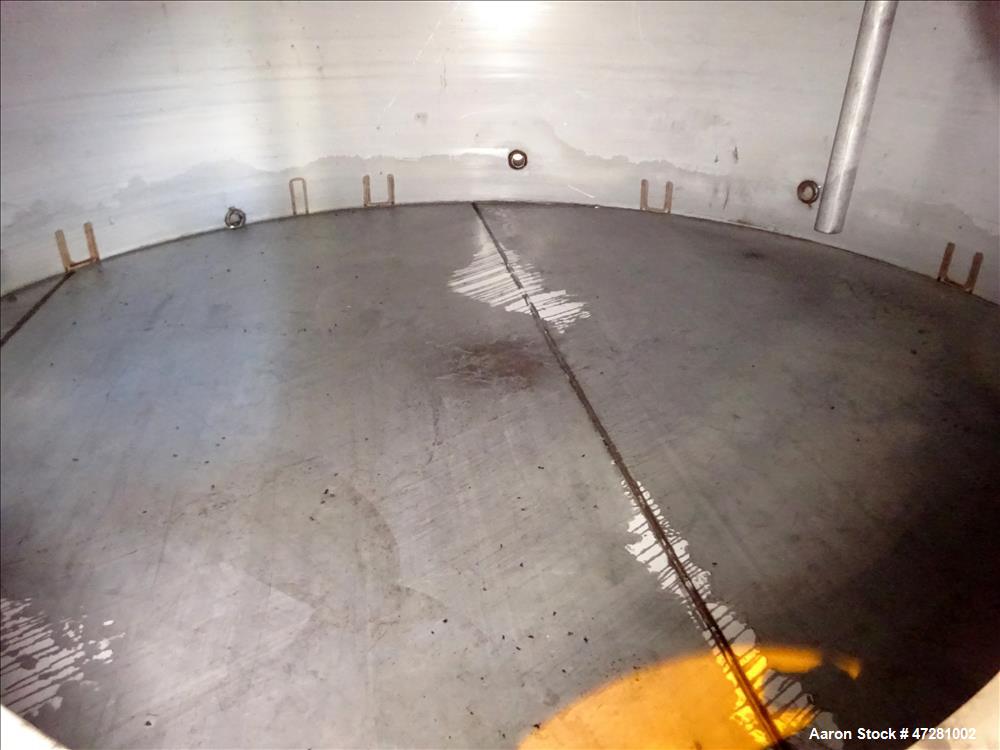 Used ALPS Welding Limited Tank, 43,000 Liters / 11,360 Gallons, 304L Stainless Steel, Vertical. Approximate 130" diameter x 197" straight side. Slight coned top, flat bottom.  Design specific gravity...