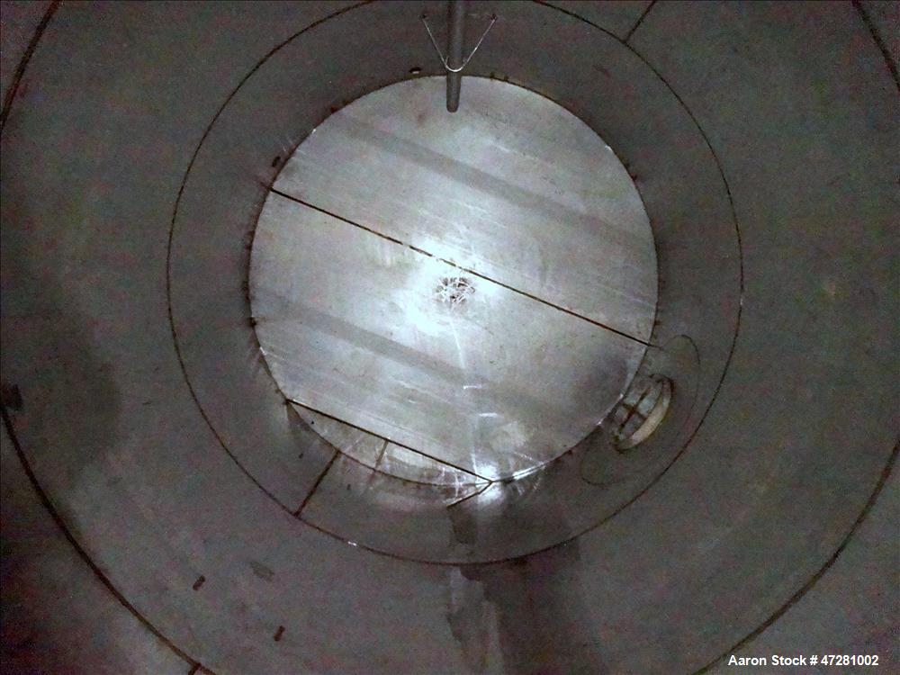 Used ALPS Welding Limited Tank, 43,000 Liters / 11,360 Gallons, 304L Stainless Steel, Vertical. Approximate 130" diameter x 197" straight side. Slight coned top, flat bottom.  Design specific gravity...