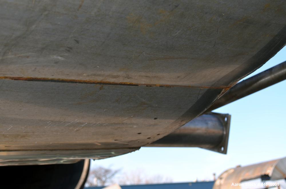 Used APV Crepaco Tank, Approximately 11,000 gallons, 304 Stainless Steel, Vertical. Approximate 138” diameter x 164” straight side, dished top, coned bottom. Approximate 60” wide section of bottom si...