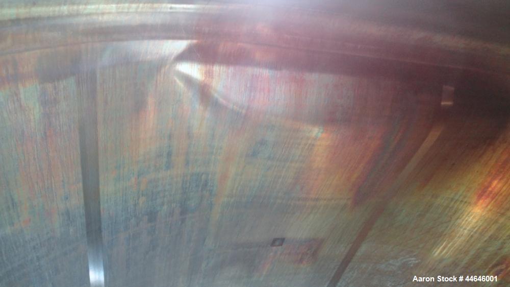 Used APV Crepaco Tank, Approximately 11,000 gallons, 304 Stainless Steel, Vertical. Approximate 138” diameter x 164” straight side, dished top, coned bottom. Approximate 60” wide section of bottom si...